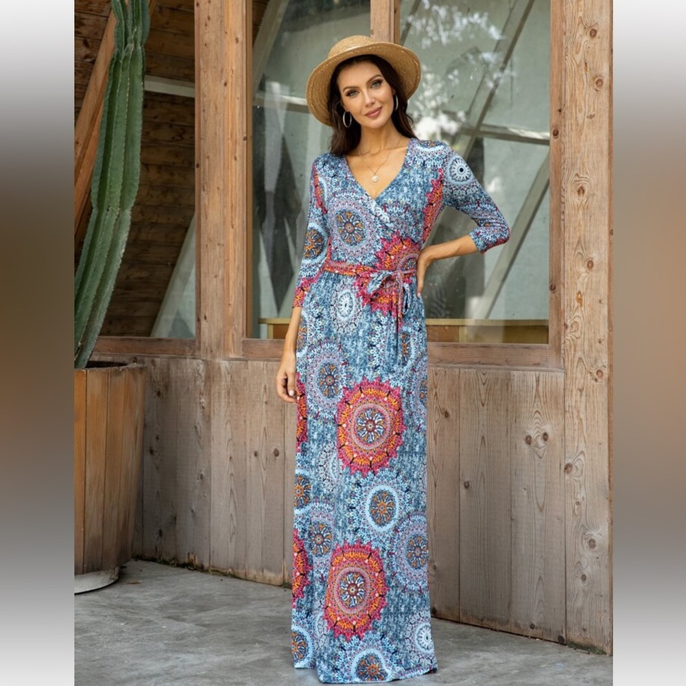 Women’s Long Floor length Sun Dress with Matching Cardigan Cover/Duster. Size 2X
